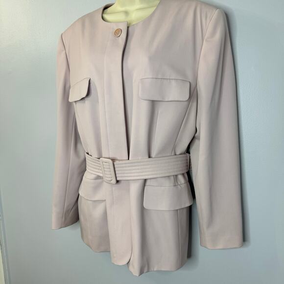 ESCADA Wool Jacket Lavender Buckle Belted Safari Classic Mature Women's 44 L - Picture 5 of 16